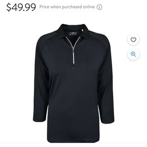 Callaway Golf Ladies 3/4 Sleeve Shadow Stripe Polo Caviar NWT